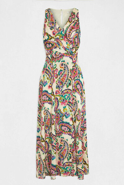 Robe longue évasée imprimé abstrait multico femme