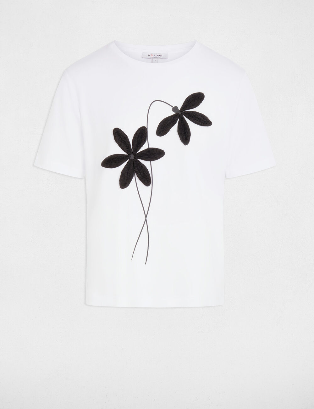 T-shirt droit col rond blanc femme