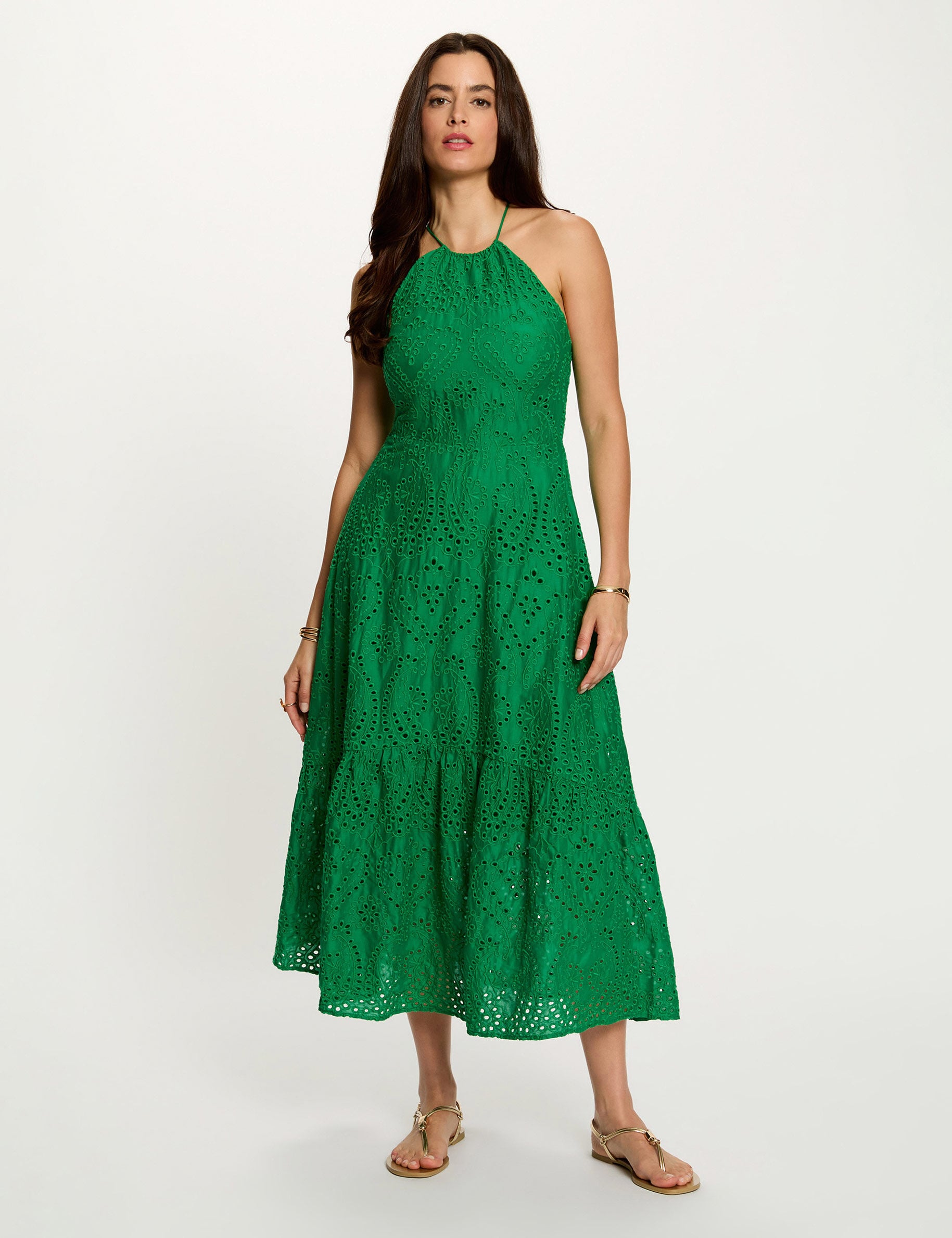 Robe longue broderie anglaise prairie femme
