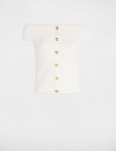 Pull col bardot blanc femme