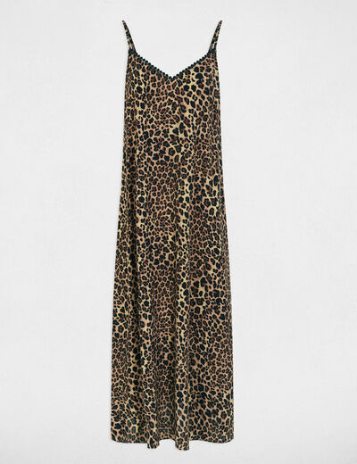 Robe droite col v multicolore femme