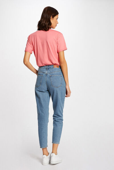 T-shirt manches courtes à inscription rose femme