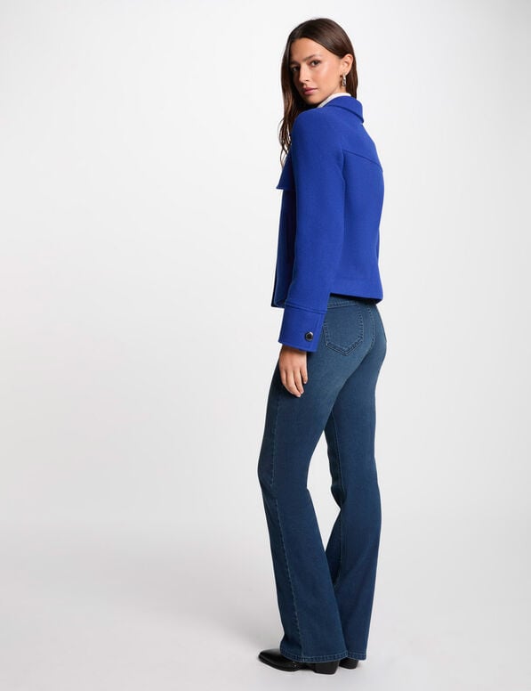 manteau court boutonne bleu femme Manteau court boutonné bleu femme