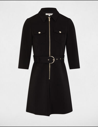 Robe courte ajustée zippée noir femme