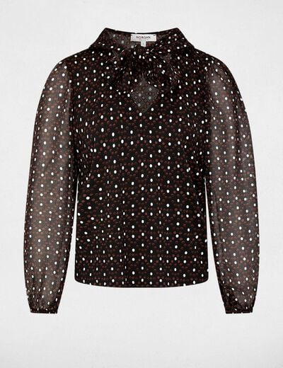 Blouse voile col lavalli&egrave;re multicolore femme