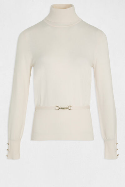 Pull manches longues avec ornement ivoire femme