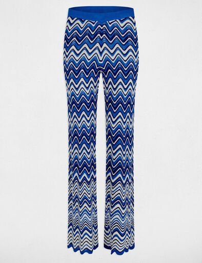 pantalon maille imprime bleu electrique femme Pantalon maille imprimé bleu electrique femme