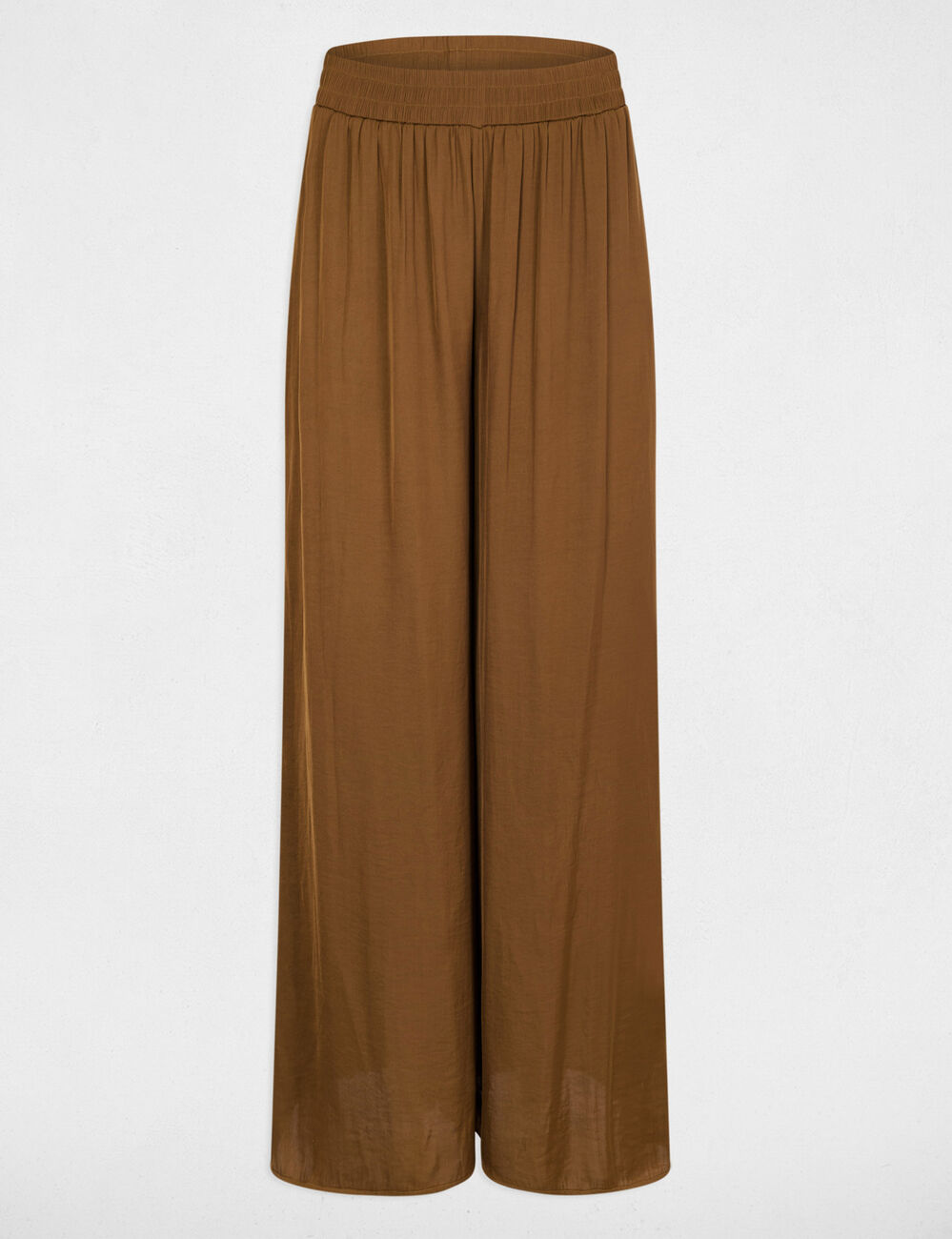 Pantalon large fluide camel femme