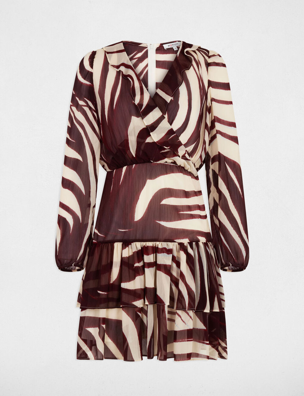 Robe courte col v multicolore femme