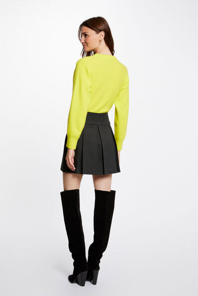 Jupe trapèze avec plis gris anthracite femme