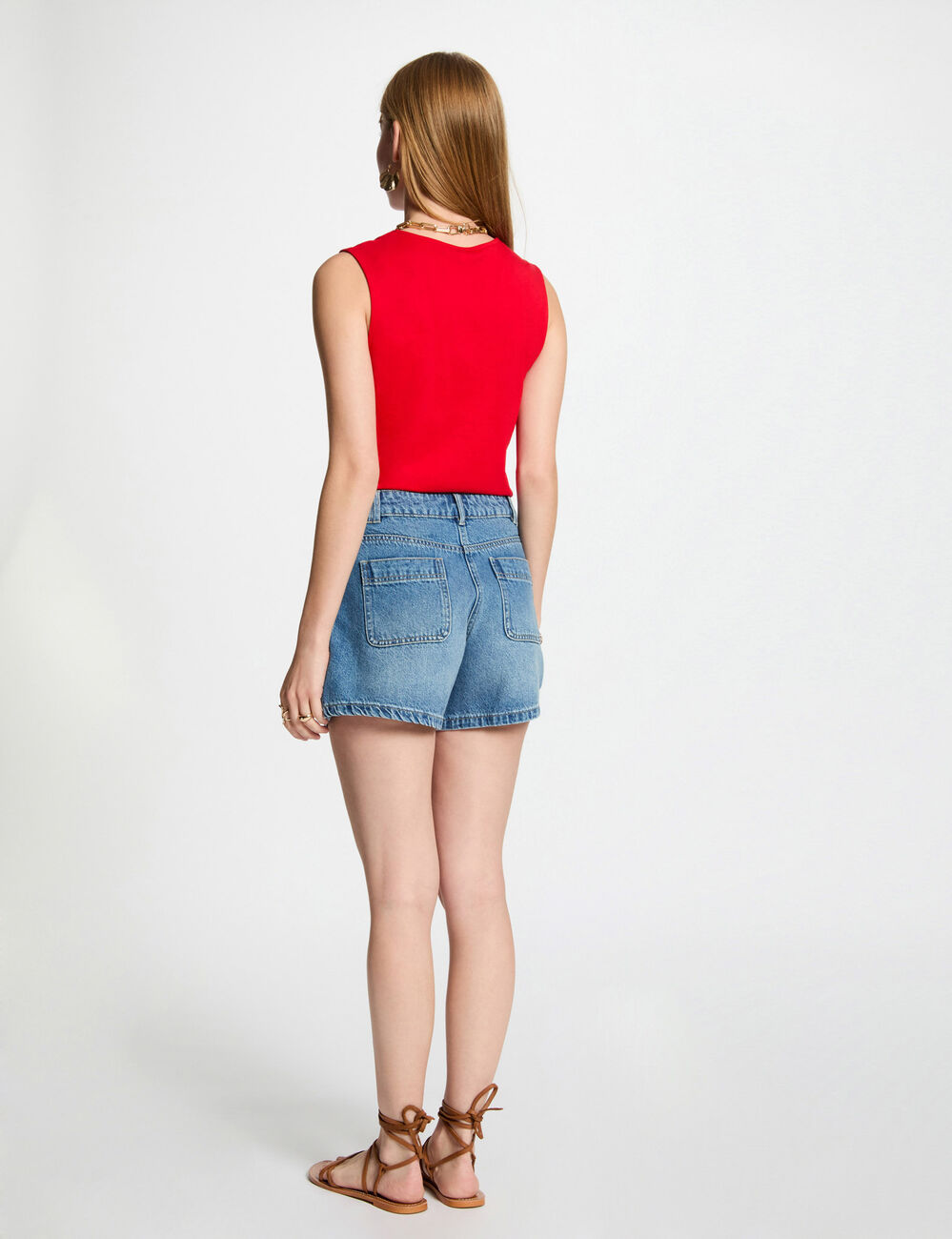 T-shirt sans manches rouge femme