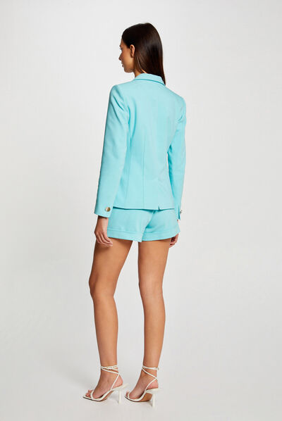 Short city droit ornements métalliques bleu clair femme