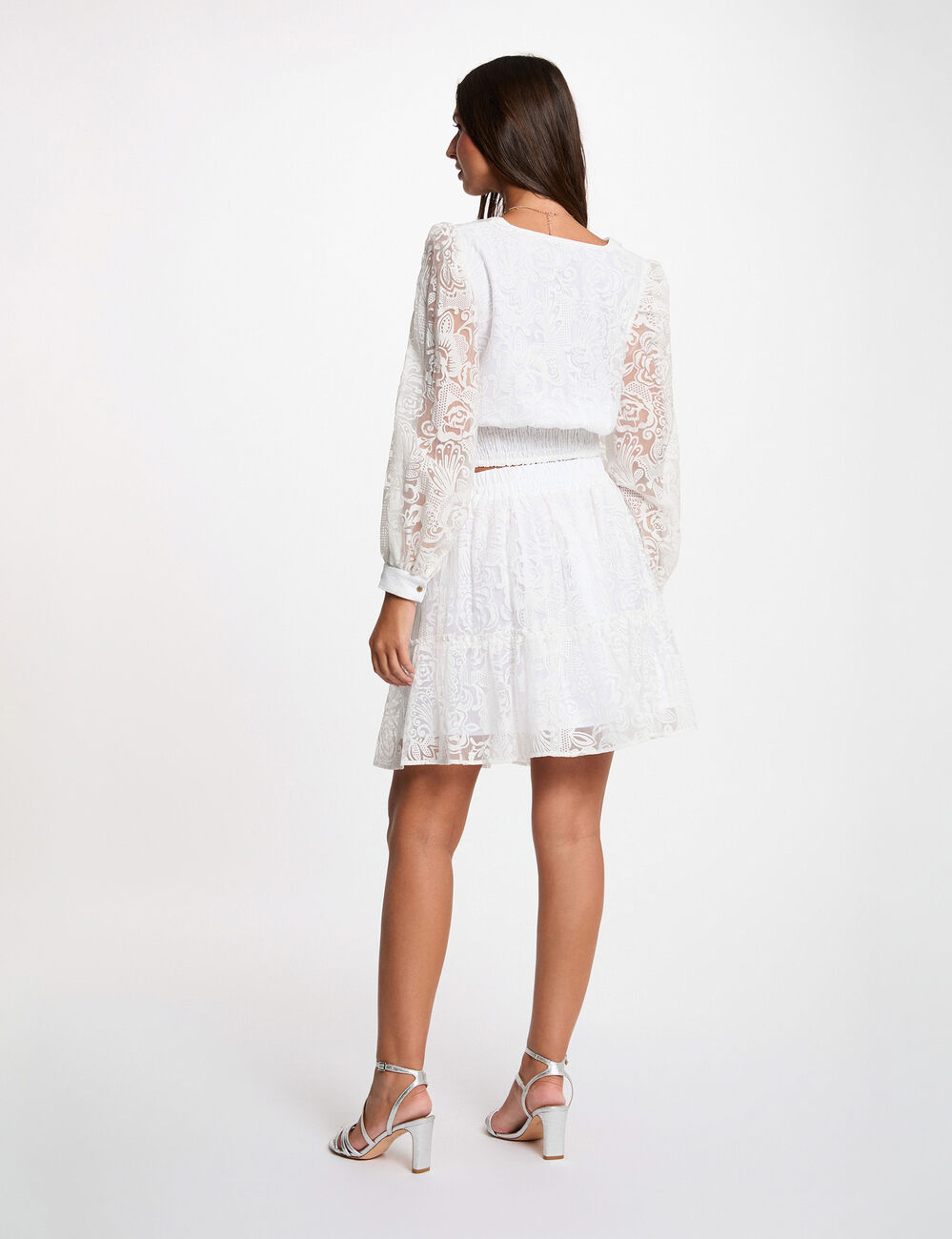 Jupe courte &eacute;vas&eacute;e blanc femme