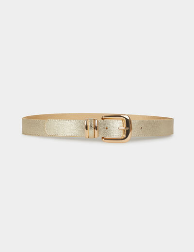 Ceinture fine similicuir jaune or femme