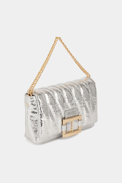 Sac matelassé avec boucle argente femme
