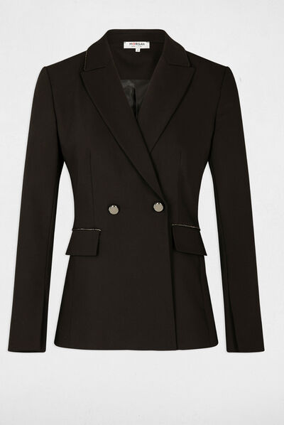 Veste cintrée liserés métallisés noir femme