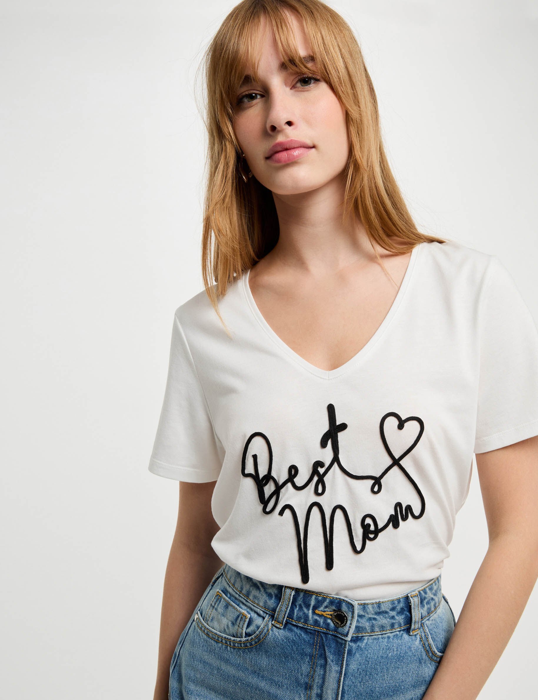T-shirt à inscription blanc femme - Morgan - Modalova