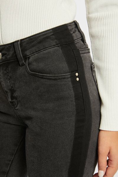 Jeans skinny avec bandes côtés gris moyen femme
