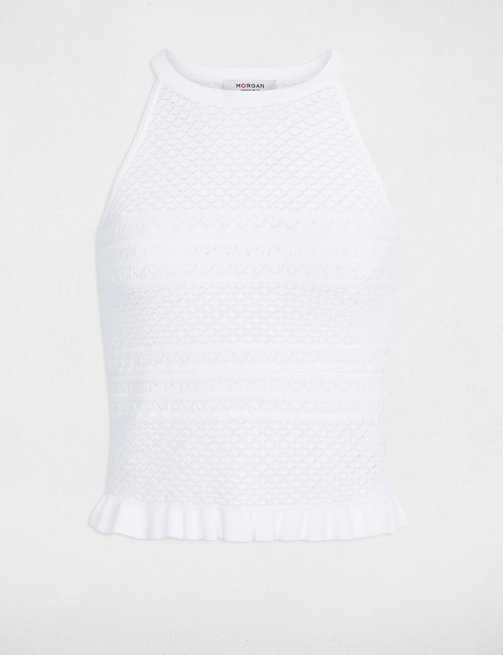 Pull ajust&eacute; sans manches blanc femme