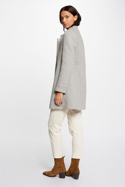 Manteau cintré avec détails bijoux gris clair femme