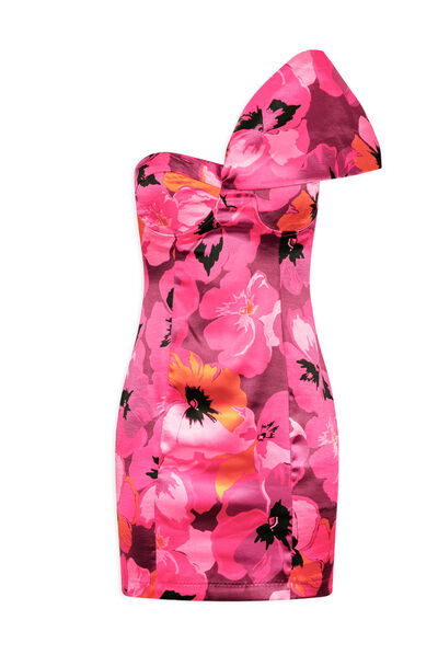 Robe ajustée satinée imprimé floral multico femme