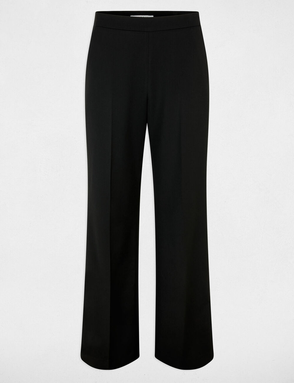 Pantalon droit satin noir femme