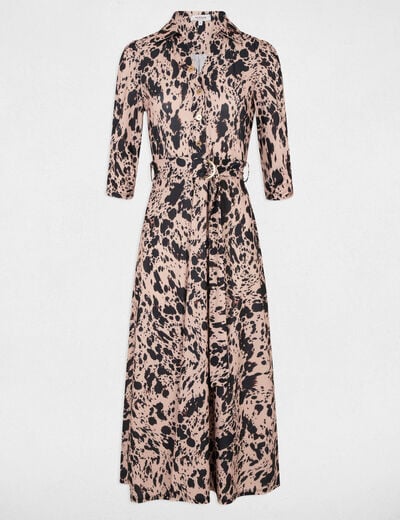 Robe midi droite imprim&eacute;e multicolore femme