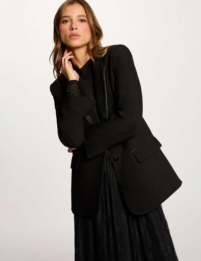 Blazer col tailleur noir femme