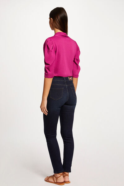 T-shirt manches 3/4 ballons framboise femme