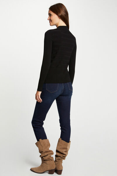 Gilet manches longues zippé noir femme