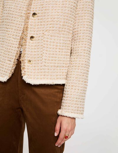 Veste tweed cropped multicolore femme