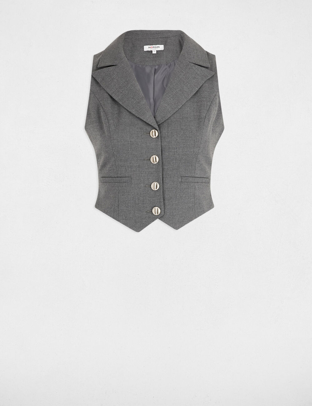 Gilet sans manches ajust&eacute; gris clair femme