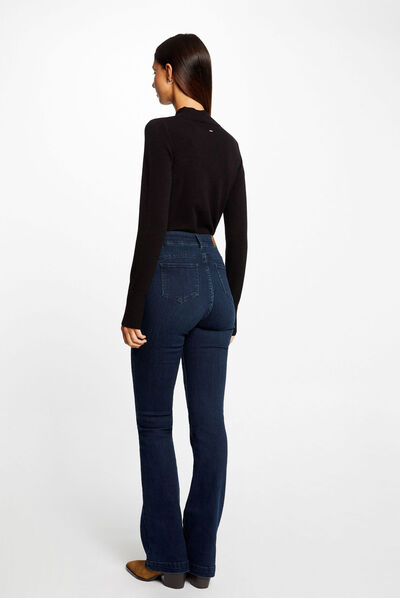 Pull manches longues boutons décoratifs noir femme