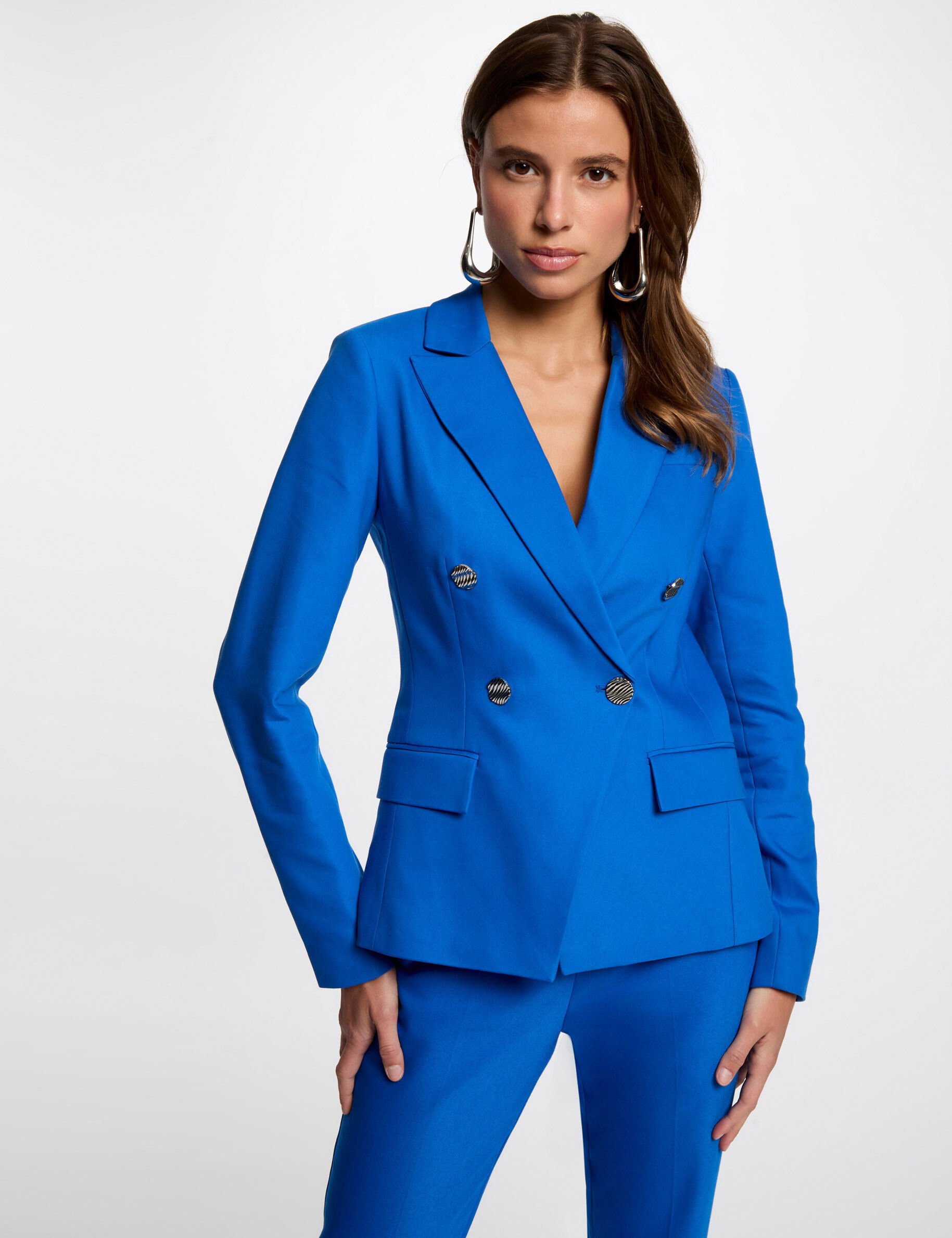 Blazer double boutonnage bleu electrique femme