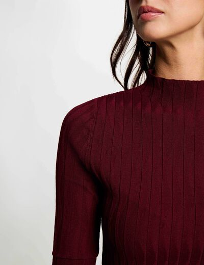 Pull col montant bordeaux femme