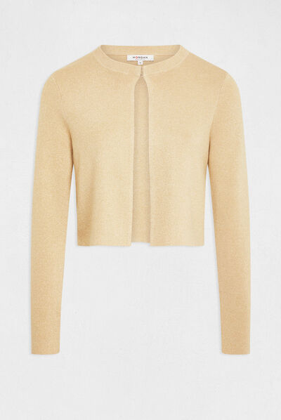 Gilet manches longues à col rond dore femme