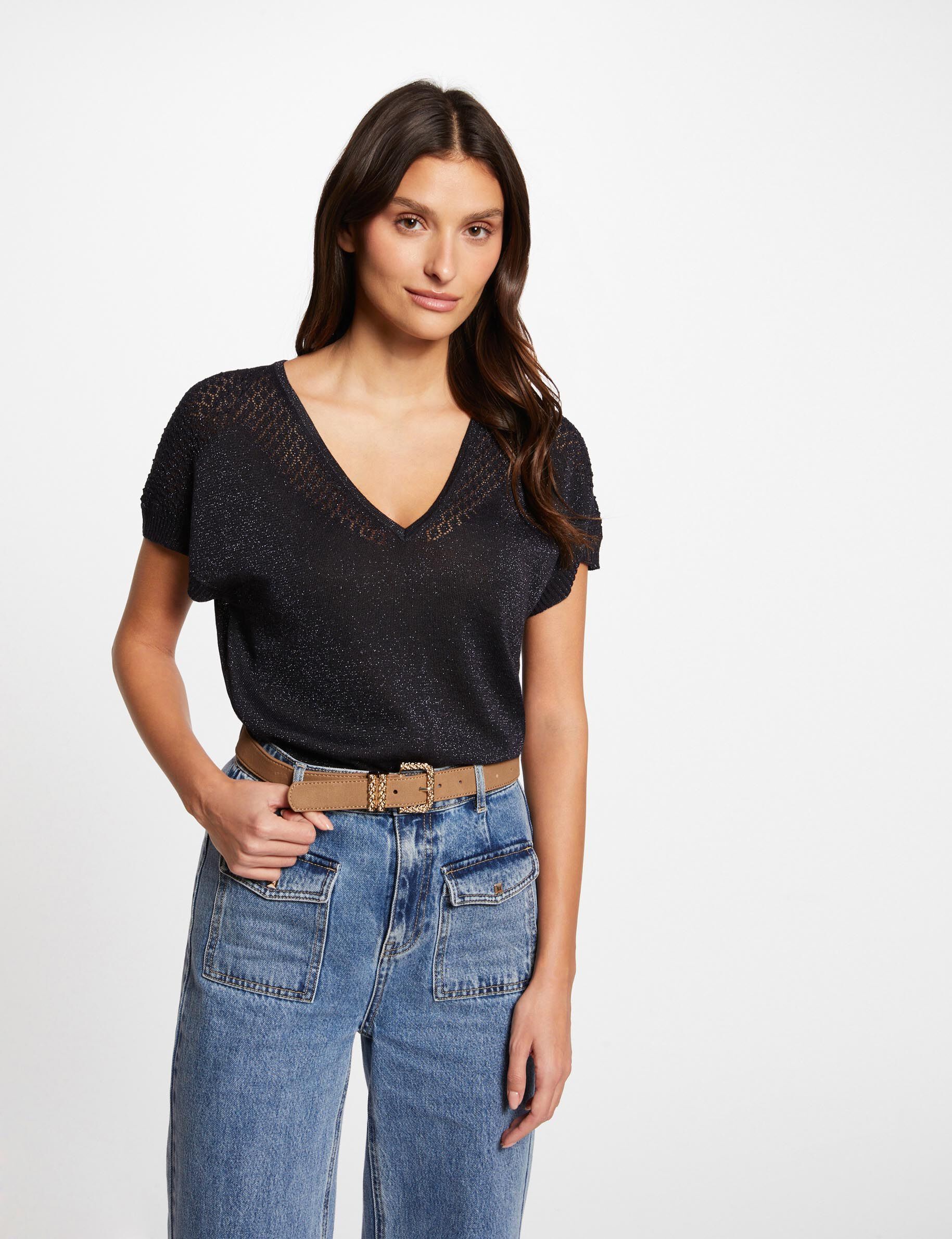 Pull col en V manches courtes - Morgan - Modalova