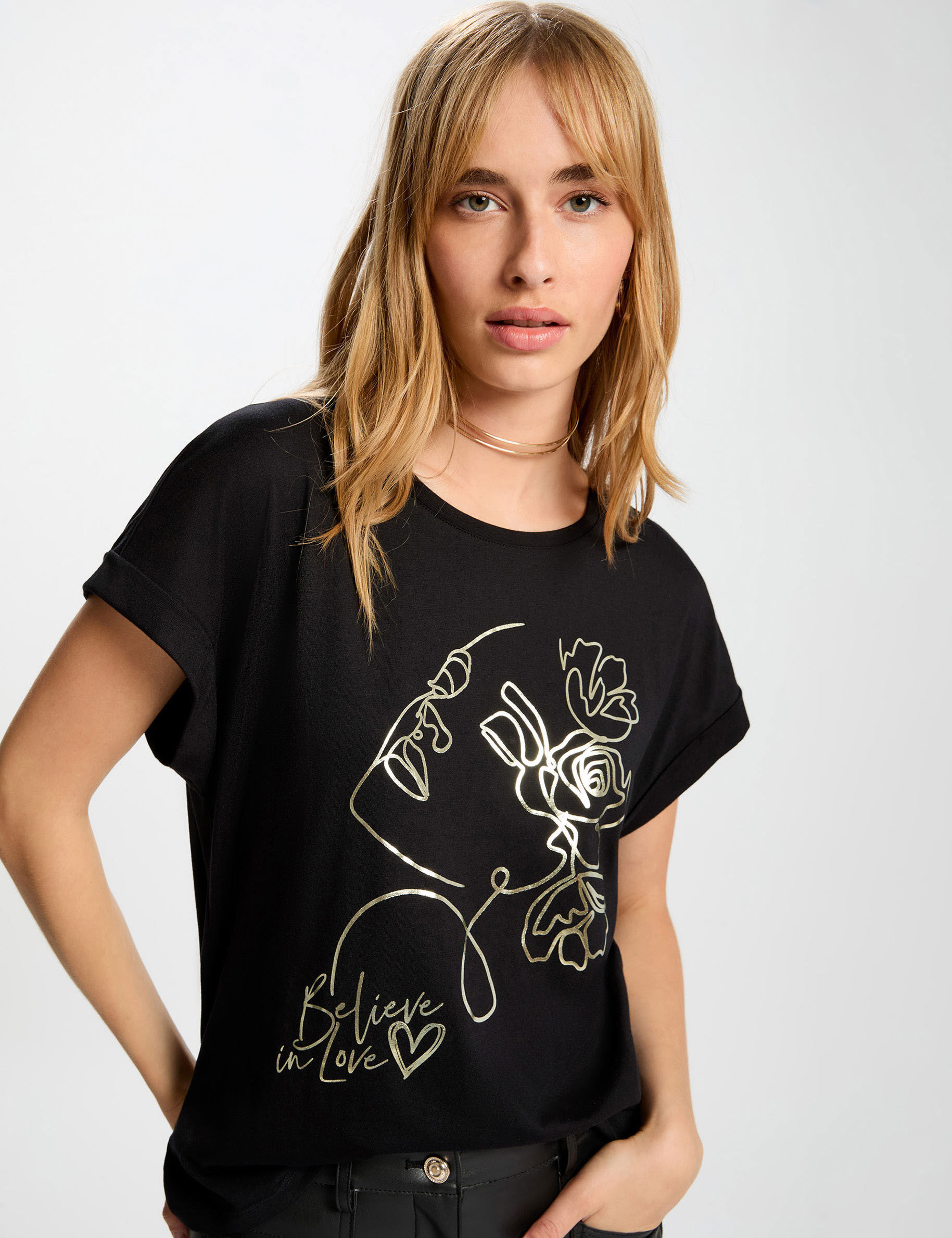 T shirt droit col rond femme - vue 2