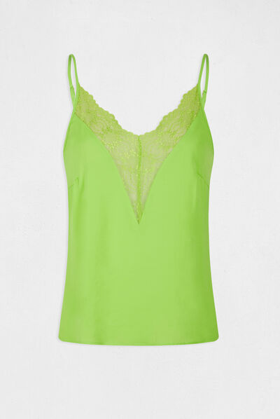 Blouse bretelles fines à dentelle anis femme