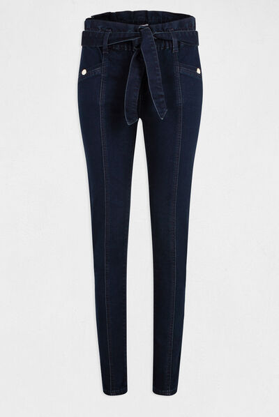 Jeans slim taille haute ceinturé jean stone femme