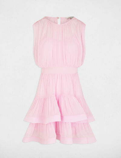 Robe courte col montant rose femme