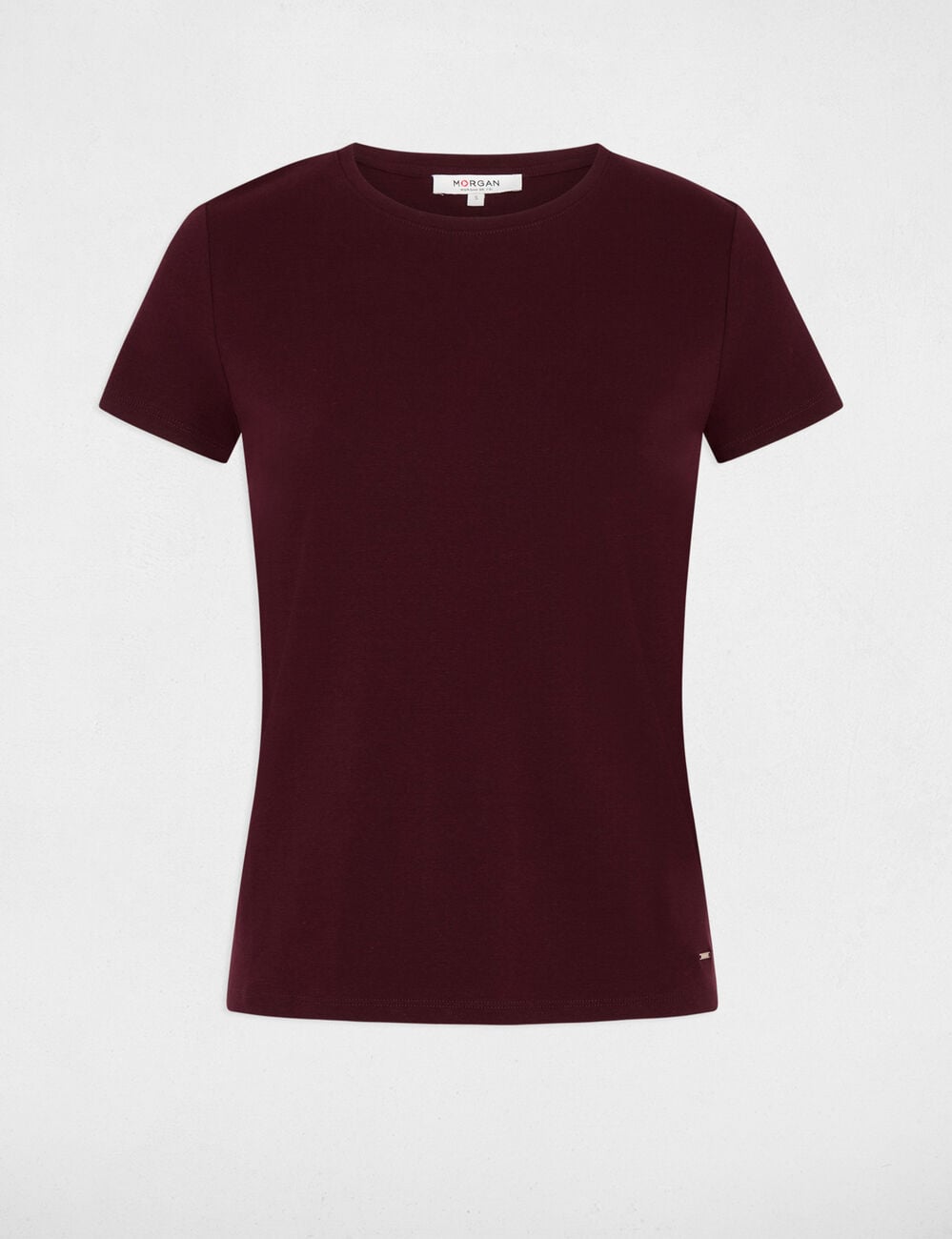 T-shirt ajust&eacute; col rond prune femme