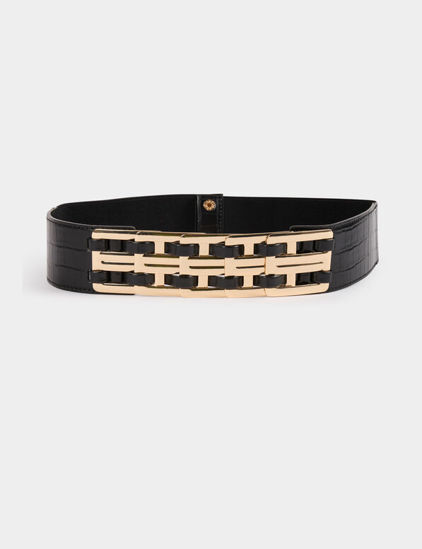 ceinture elastiquee a boucles noir femme Ceinture élastiquée à boucles noir femme