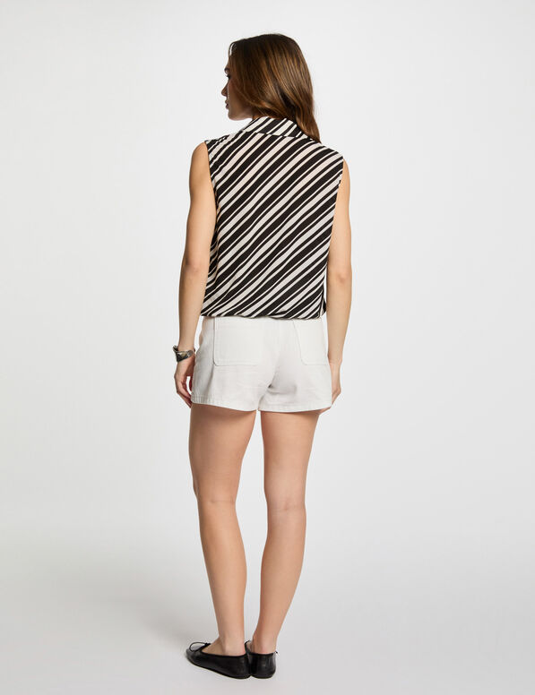 debardeur sans manches raye blanc femme Débardeur sans manches rayé blanc femme