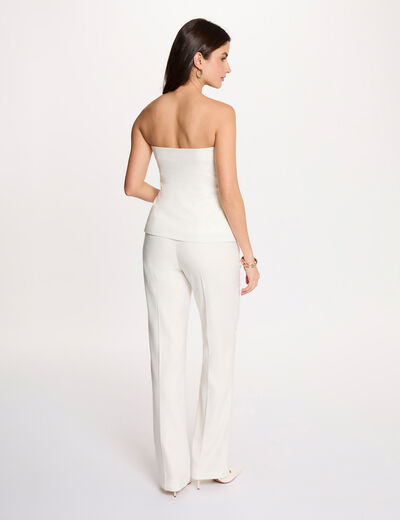 Pantalon large &agrave; fines rayures blanc femme