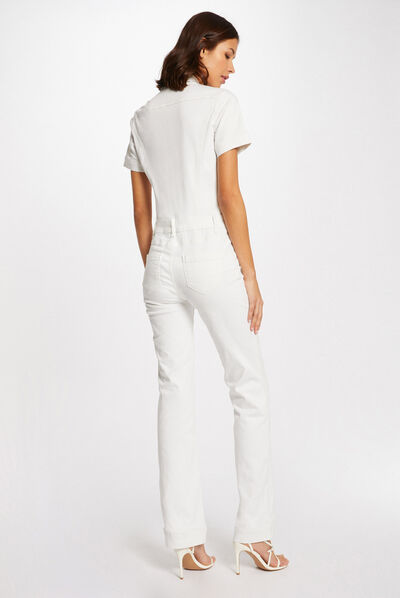 Combinaison flare boutonnée ecru femme