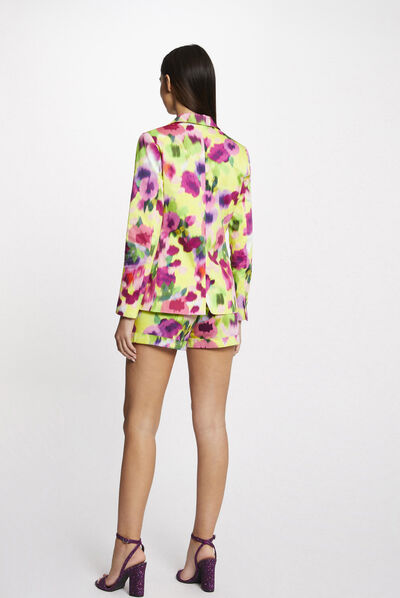 Veste cintrée satin imprimé abstrait multico femme