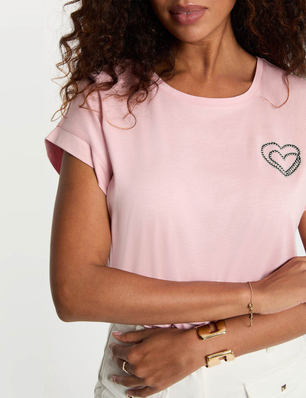 T-shirt manches courtes rose femme