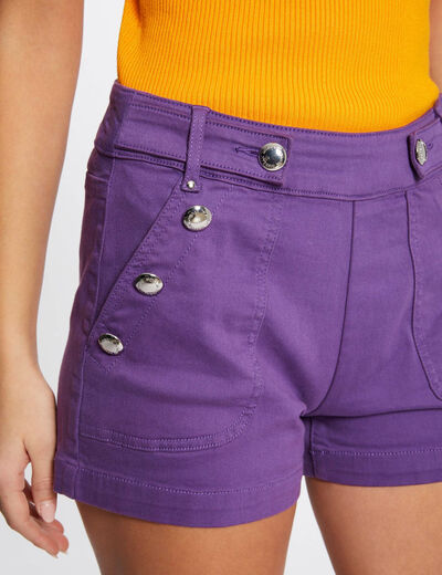 Short droit à ponts violet fonce femme