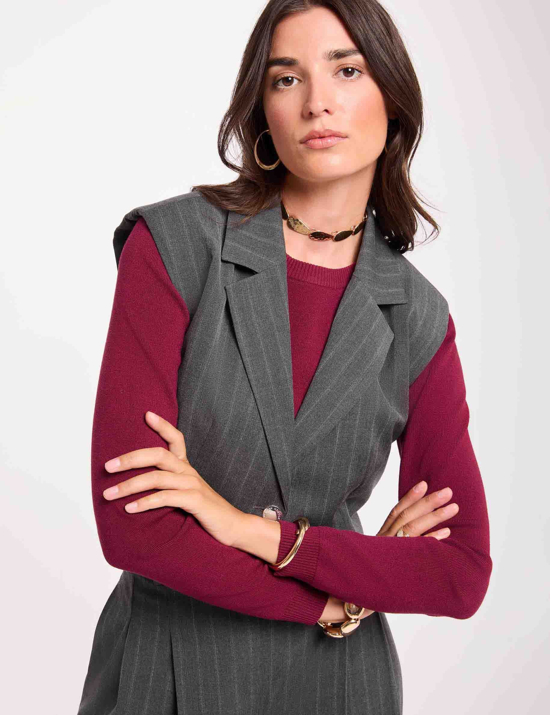 Gilet rayé sans manches fonce femme